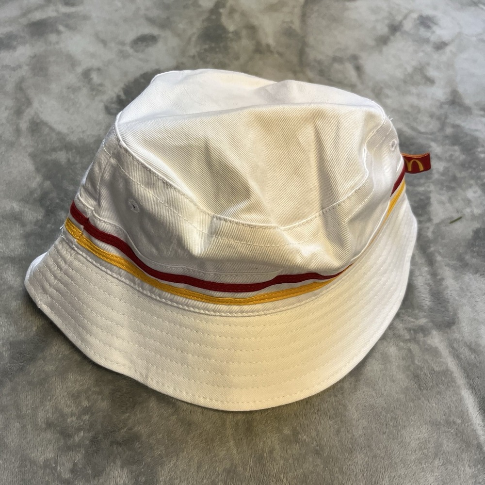 McDonald's Bucket Hat Unisex OS White RMHC Red Yellow Striped Way To Be